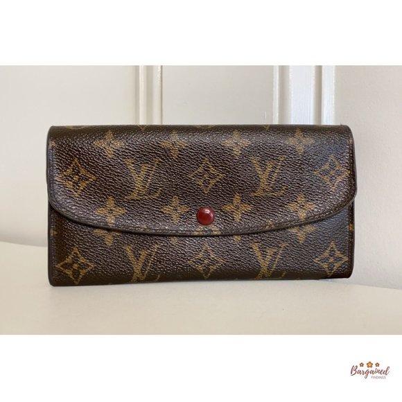Authentic Louis Vuitton Monogram Canvas Leather Red Emilie Long Wallet CA2140 - Picture 4 of 12